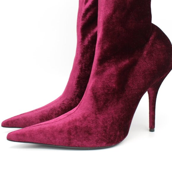 Balenciaga Velvet Violet Purple Sock Bootie Pointed Toe Stiletto Heel 39 US NEW - Picture 3 of 7